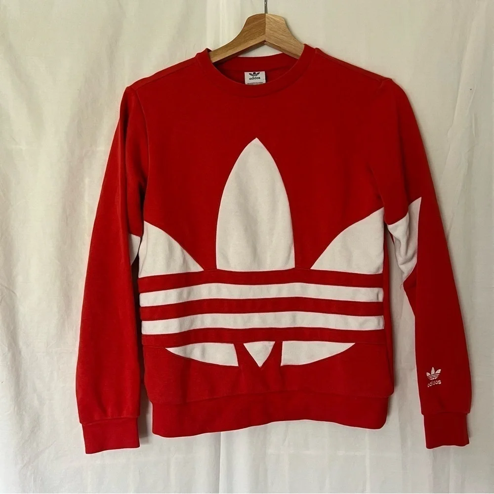 Adidas Junior Big trefoil crewneck sweatshirt red white size Medium